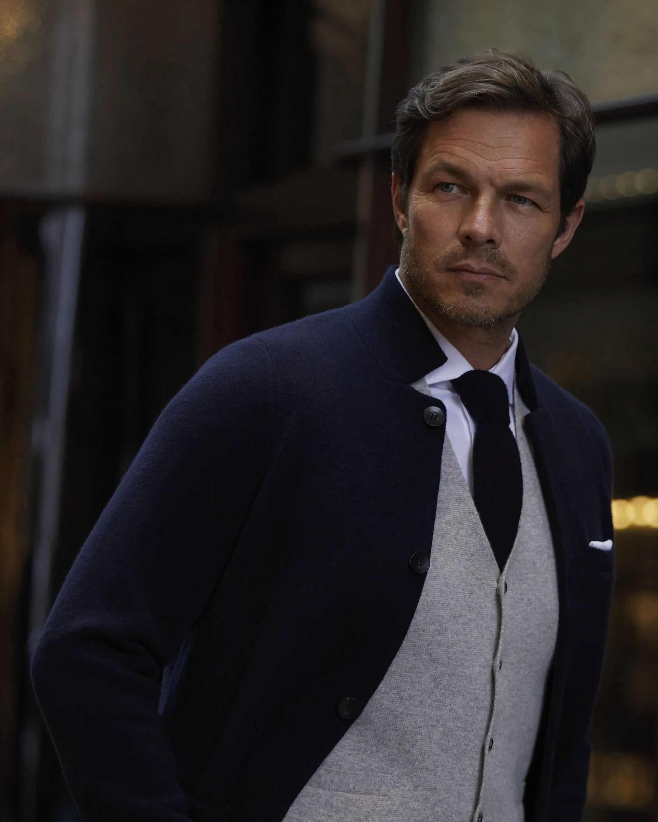 007 Milano Knitted Cashmere Jacket Navy Blue