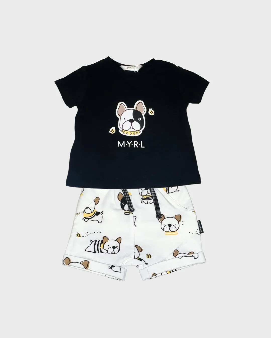 2pc Black & White Dog Short Set