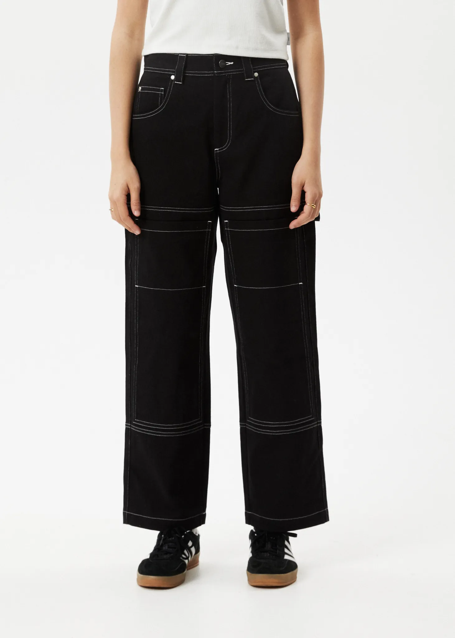 AFENDS Womens Moss - Carpenter Pants - Washed Black