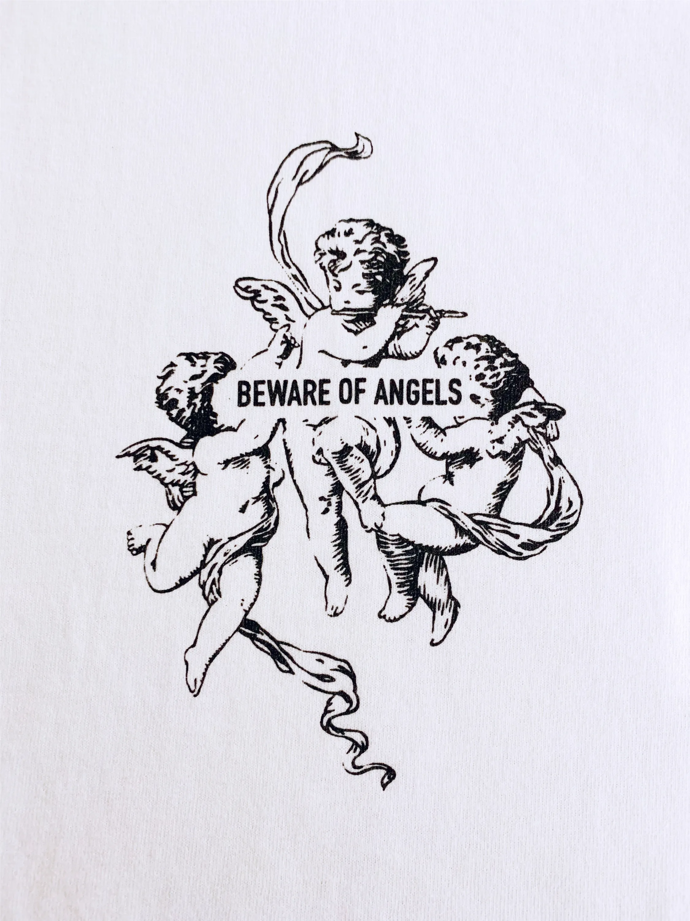 Beware of Angels White Graphic Unisex Tee