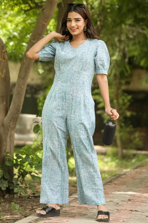 Blue Beetle Hand Block Printed  Jumpsuit