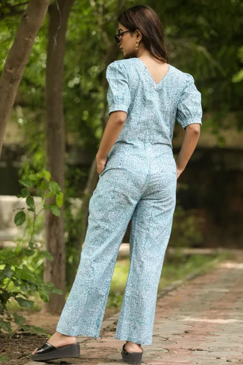 Blue Beetle Hand Block Printed  Jumpsuit