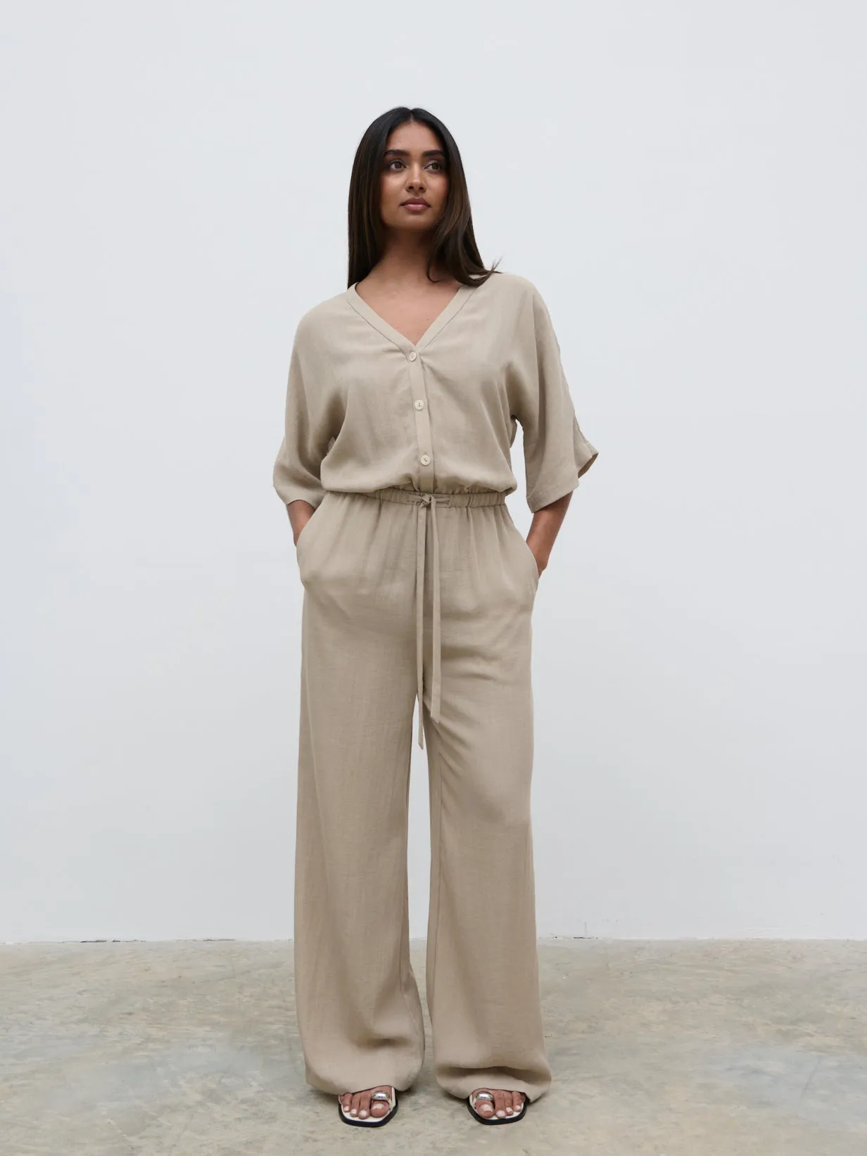 Carey Easywear Jumpsuit - Stone