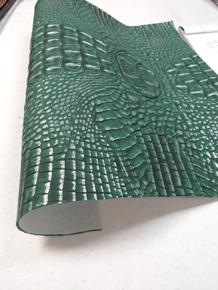 Caribbean Teal Metallic Caiman Gator Vinyl / Sold by the Yard