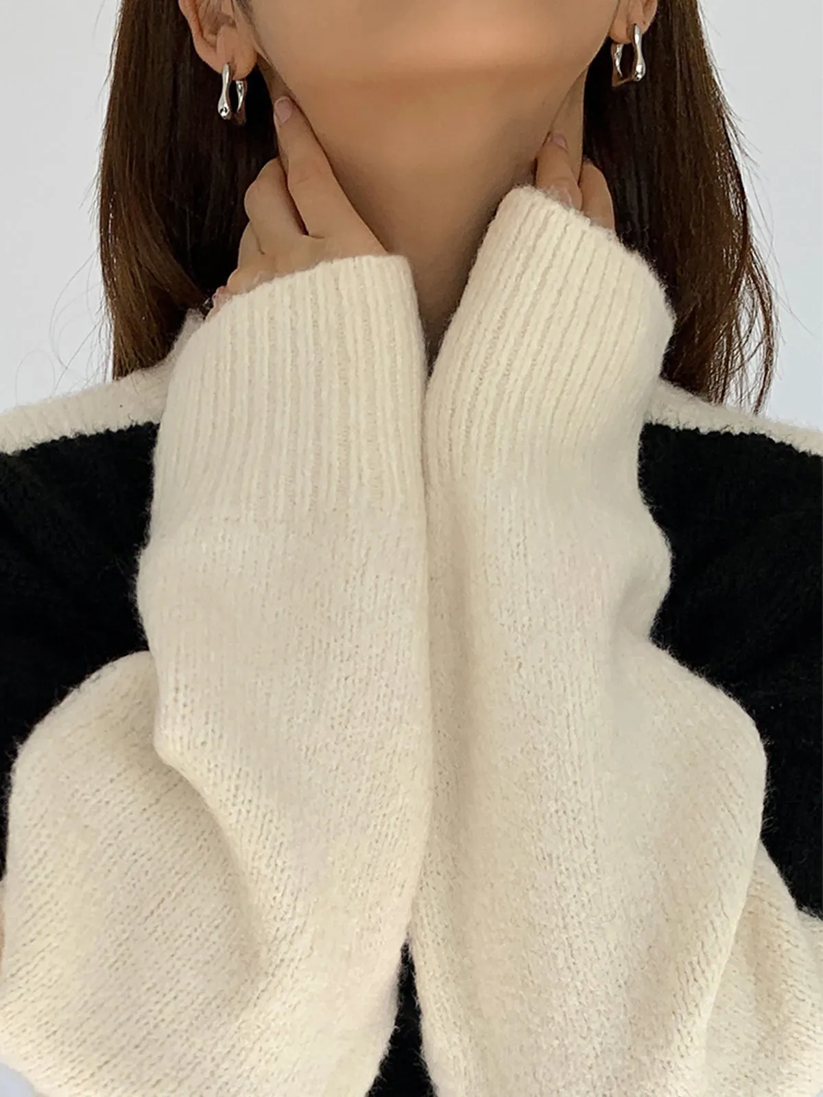 Casual Contrast Graceful Color Knit Sweater