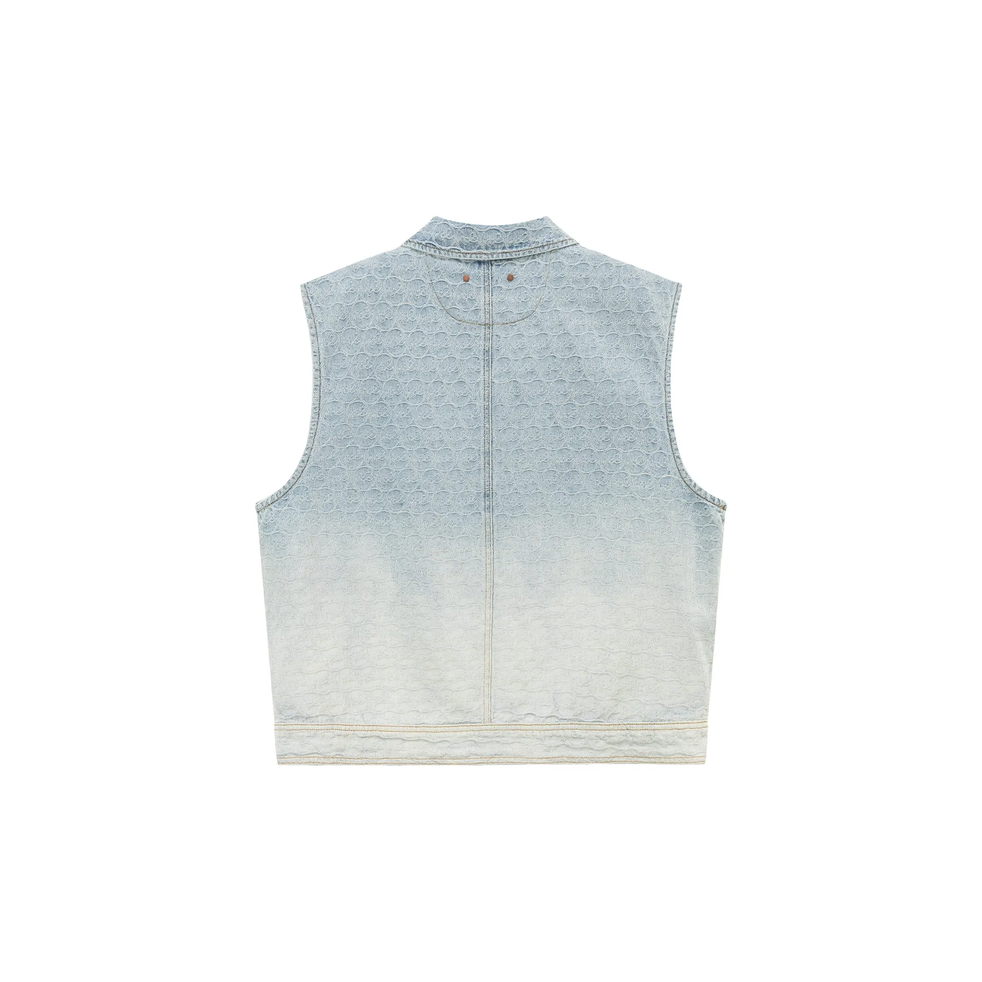 Collar Zip-Up Denim Vest