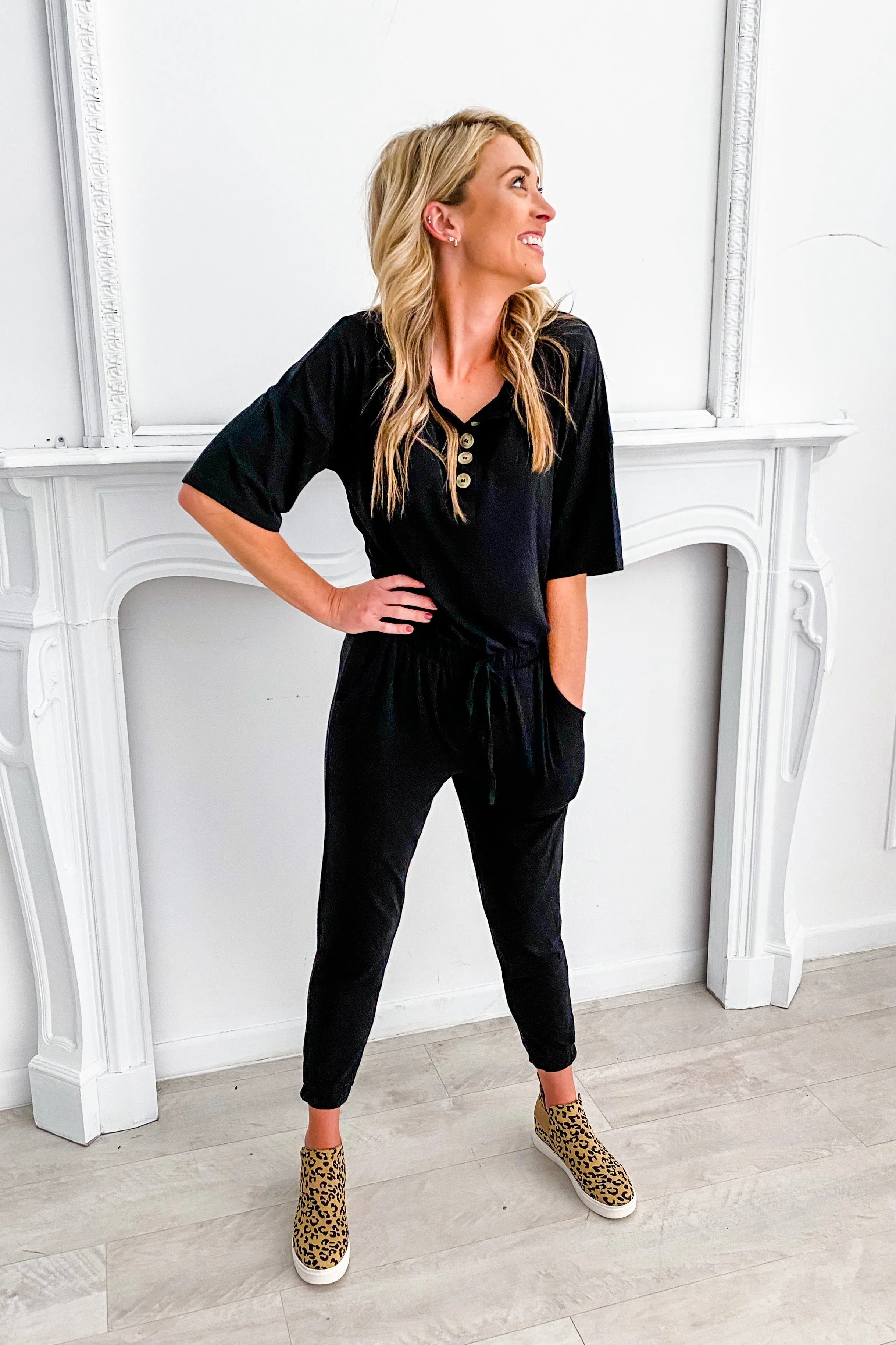 Ellie Black Comfy Jumpsuit | S-XL