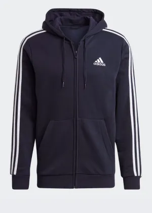 ESSENTIALS FLEECE 3-STRIPES FULL-ZIP HOODIE