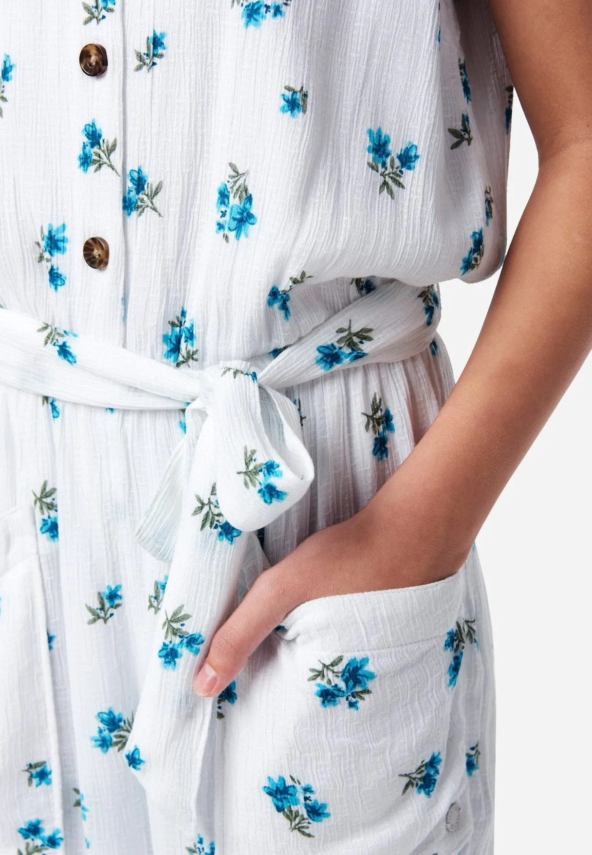 Floral Belted Button-Front Jumpsuit