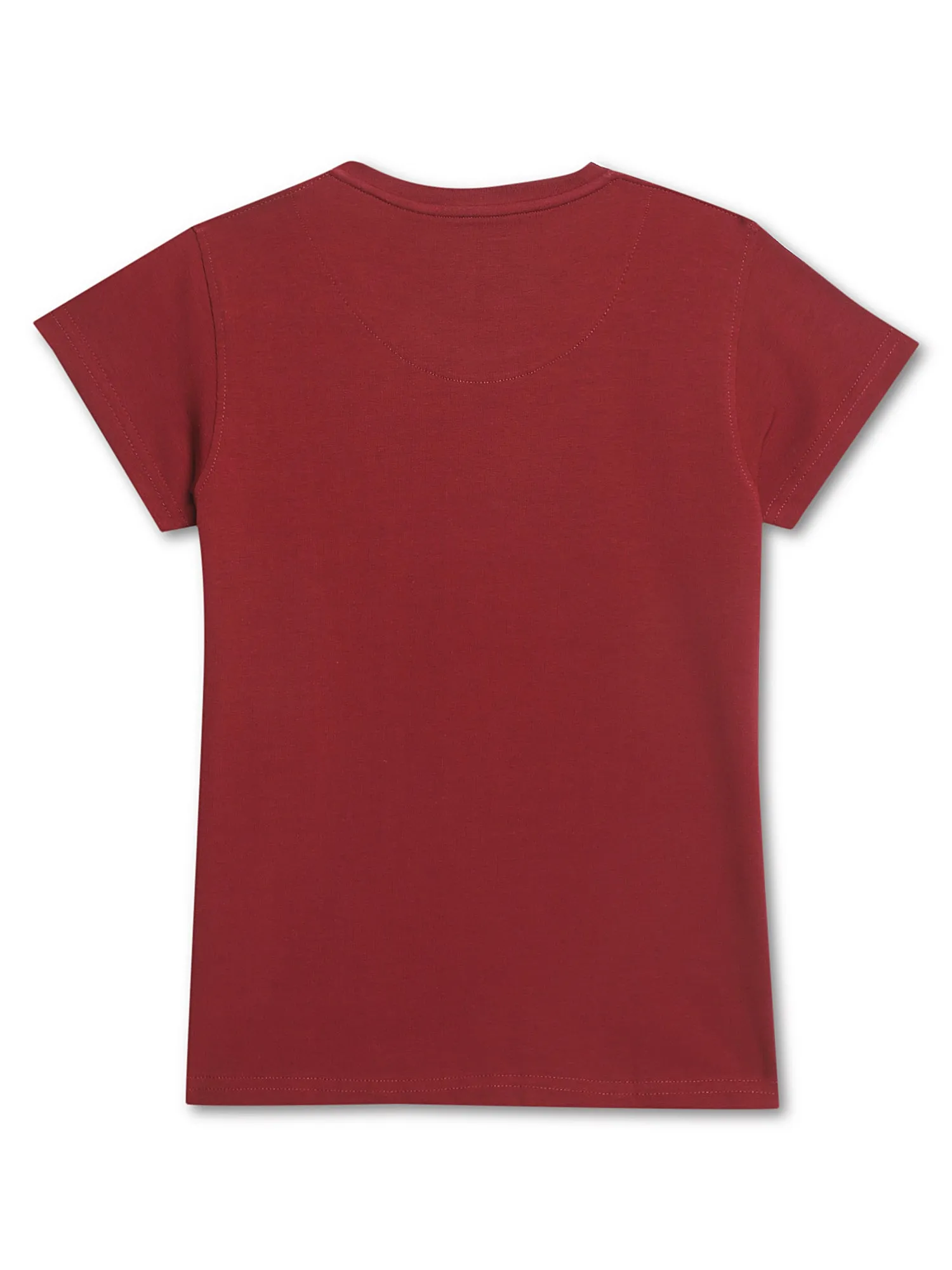 Girls Casual Maroon Half Sleeves  T-Shirt