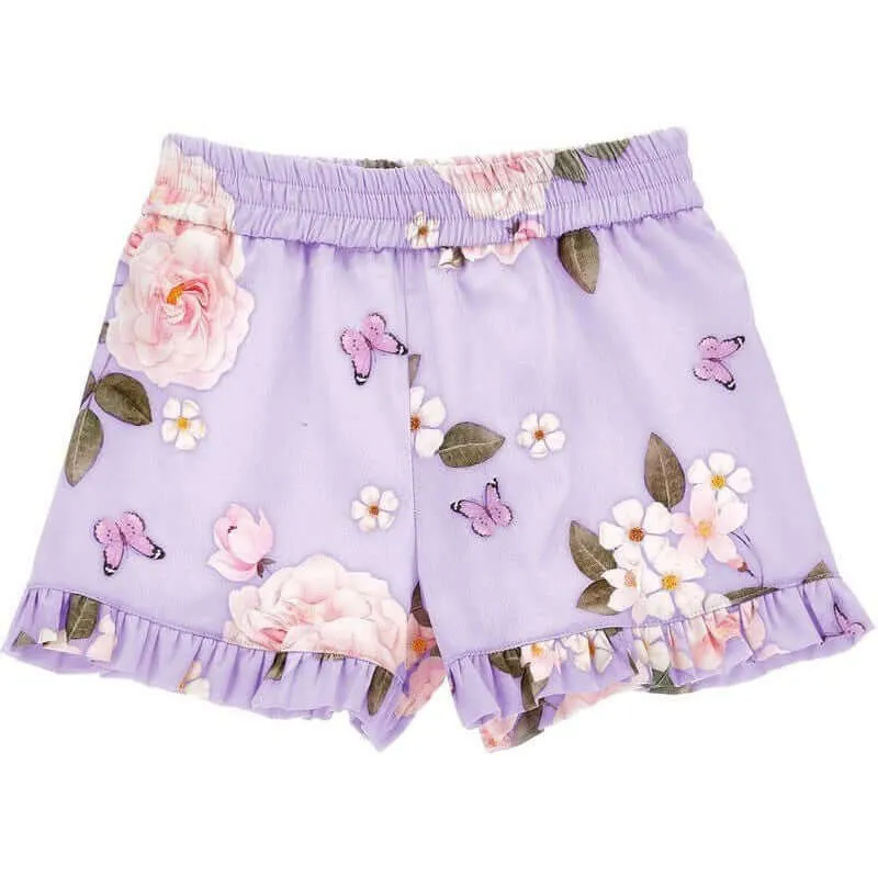 Girls Lilac Rapunzel Floral Shorts