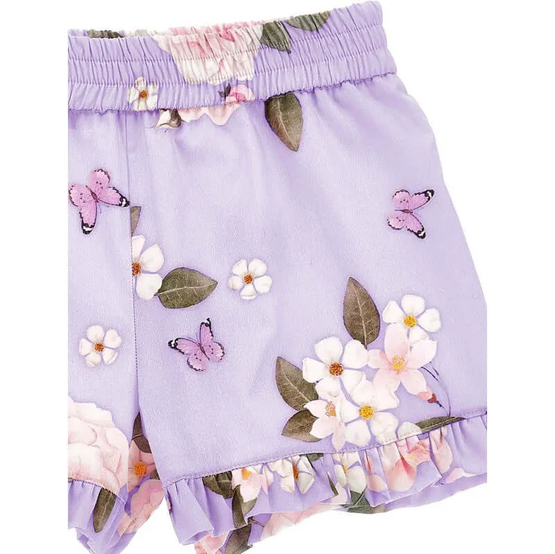 Girls Lilac Rapunzel Floral Shorts