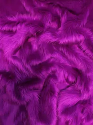 Grape Solid Shaggy Long Pile Faux Fur Fabric / Sold By The Yard (Closeout)