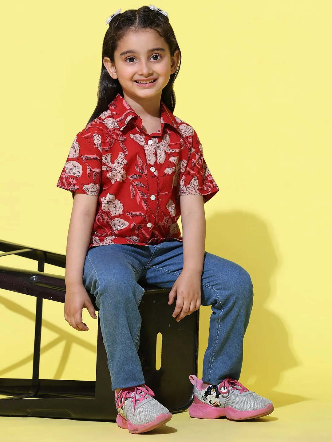 Hand Dyed Mother Daughter Red Shirt Combo