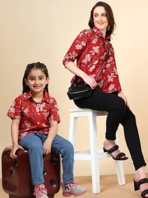 Hand Dyed Mother Daughter Red Shirt Combo