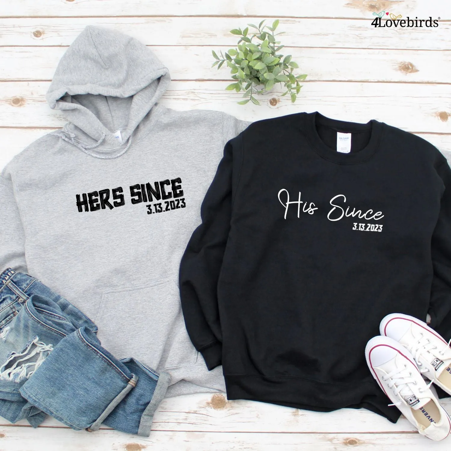 Hers/His Since Hoodie, Custom Date Valentine's Day Shirt, Couple Matching, Boyfriend Girlfriend Shirts, Husband and Wife Shirts, Love Shirts