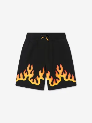 Hugo Boys Flames Print Shorts in Black