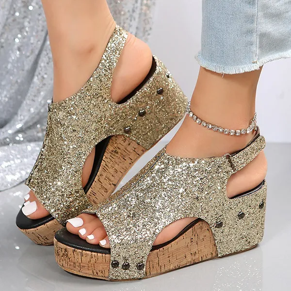 😍Last Day 50% OFF😍-Women's Brilliant Ankle Strap Wedge Sandals