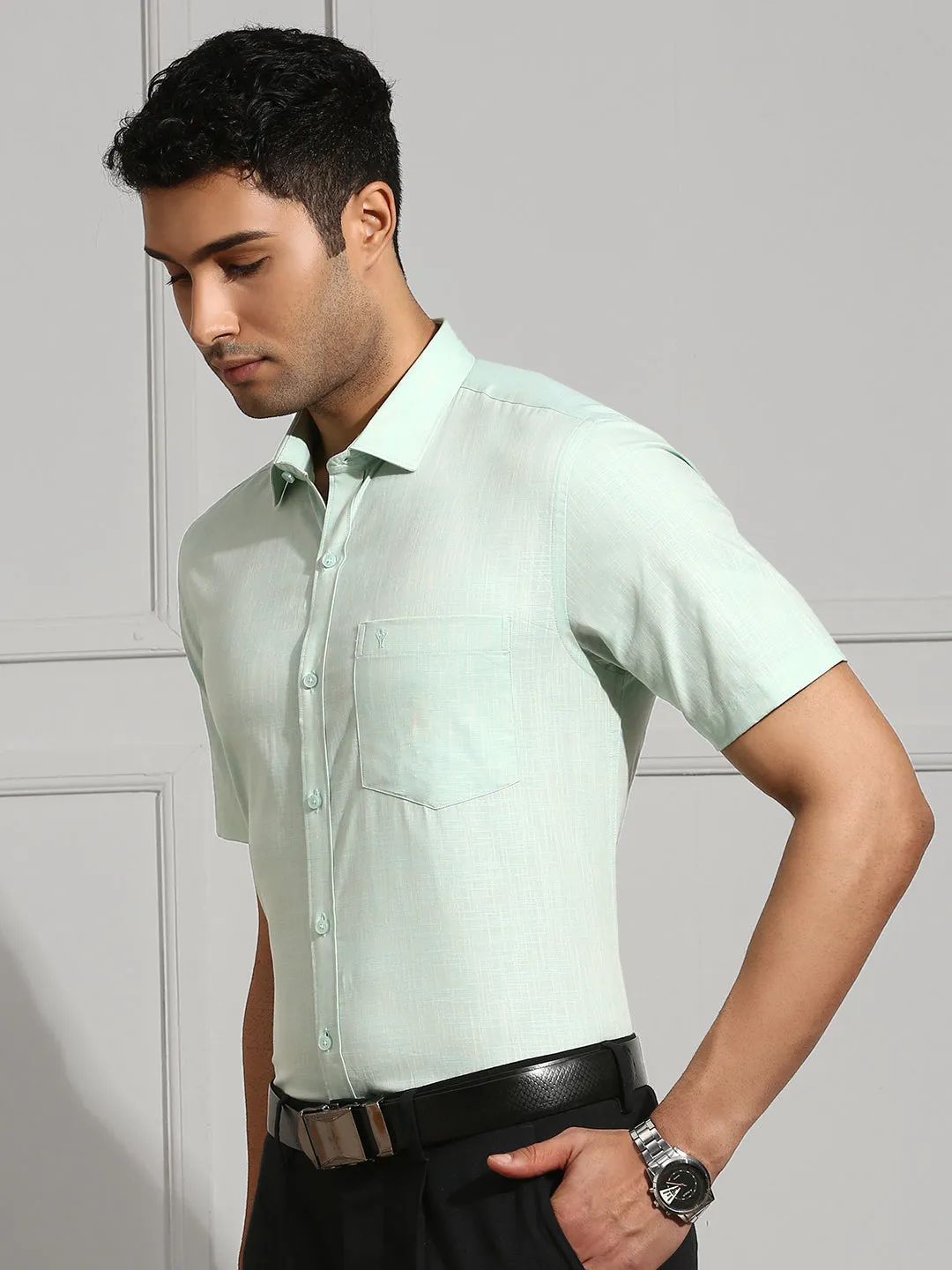 Men 100% Cotton Shirt Green CL2 GT37