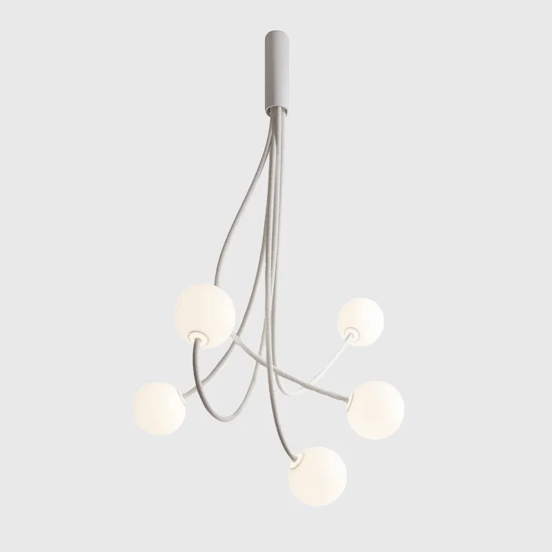 Minimalist Flexible Arm and Orb Chandelier