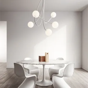 Minimalist Flexible Arm and Orb Chandelier