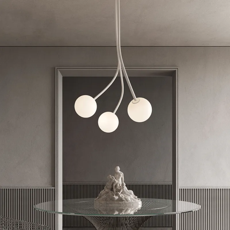 Minimalist Flexible Arm and Orb Chandelier