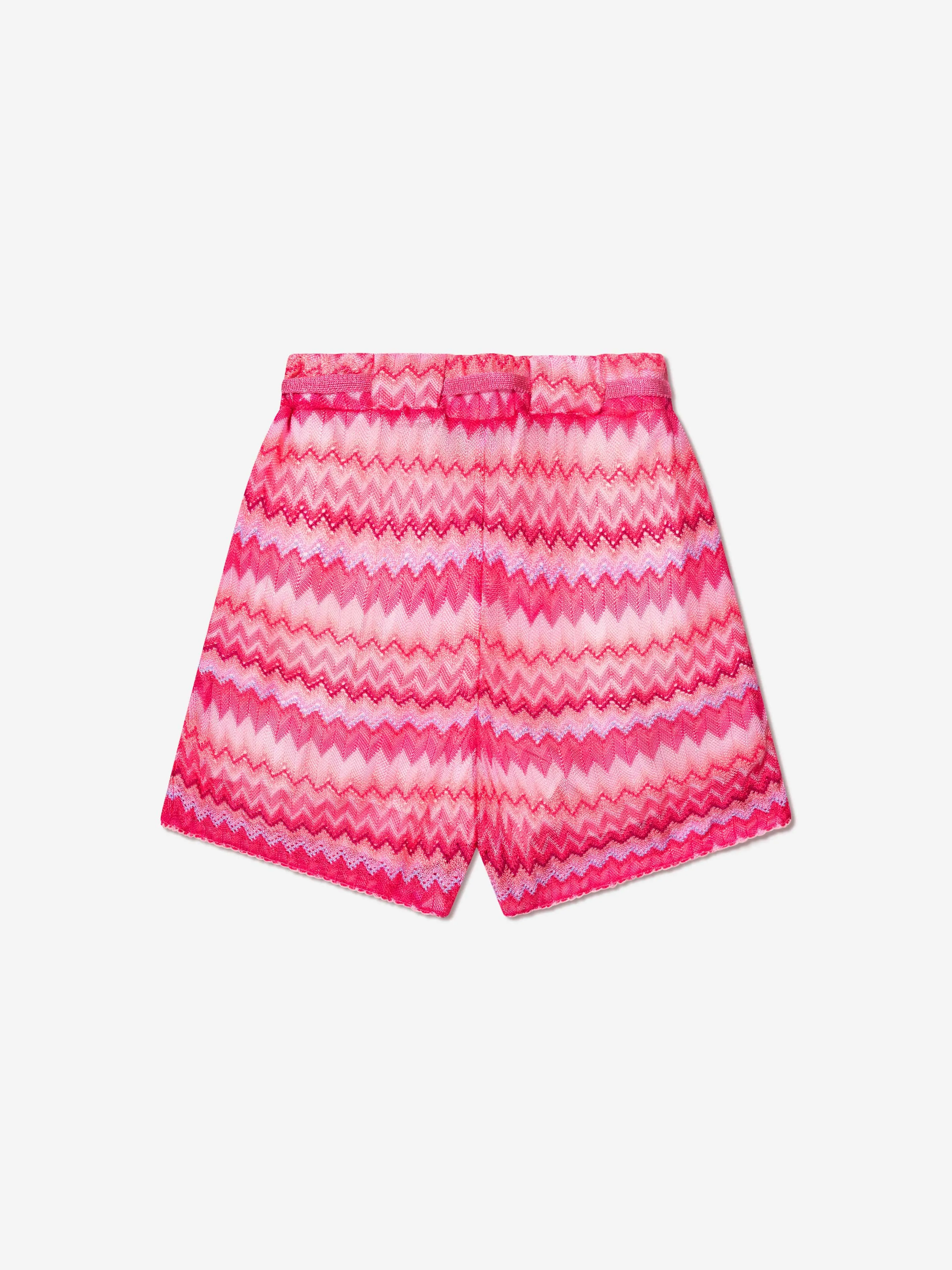 Missoni Girls Zig Zag Knit Shorts in Pink