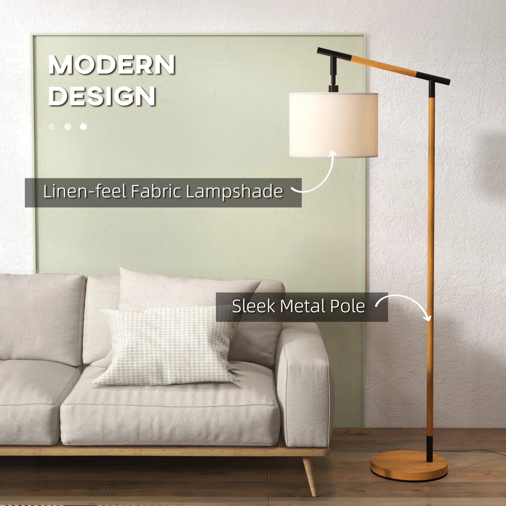 Modern Floor Lamp with 350¬∞ Rotating Lampshade, for Living Room and Bedroom, LED Bulb Included, Brown