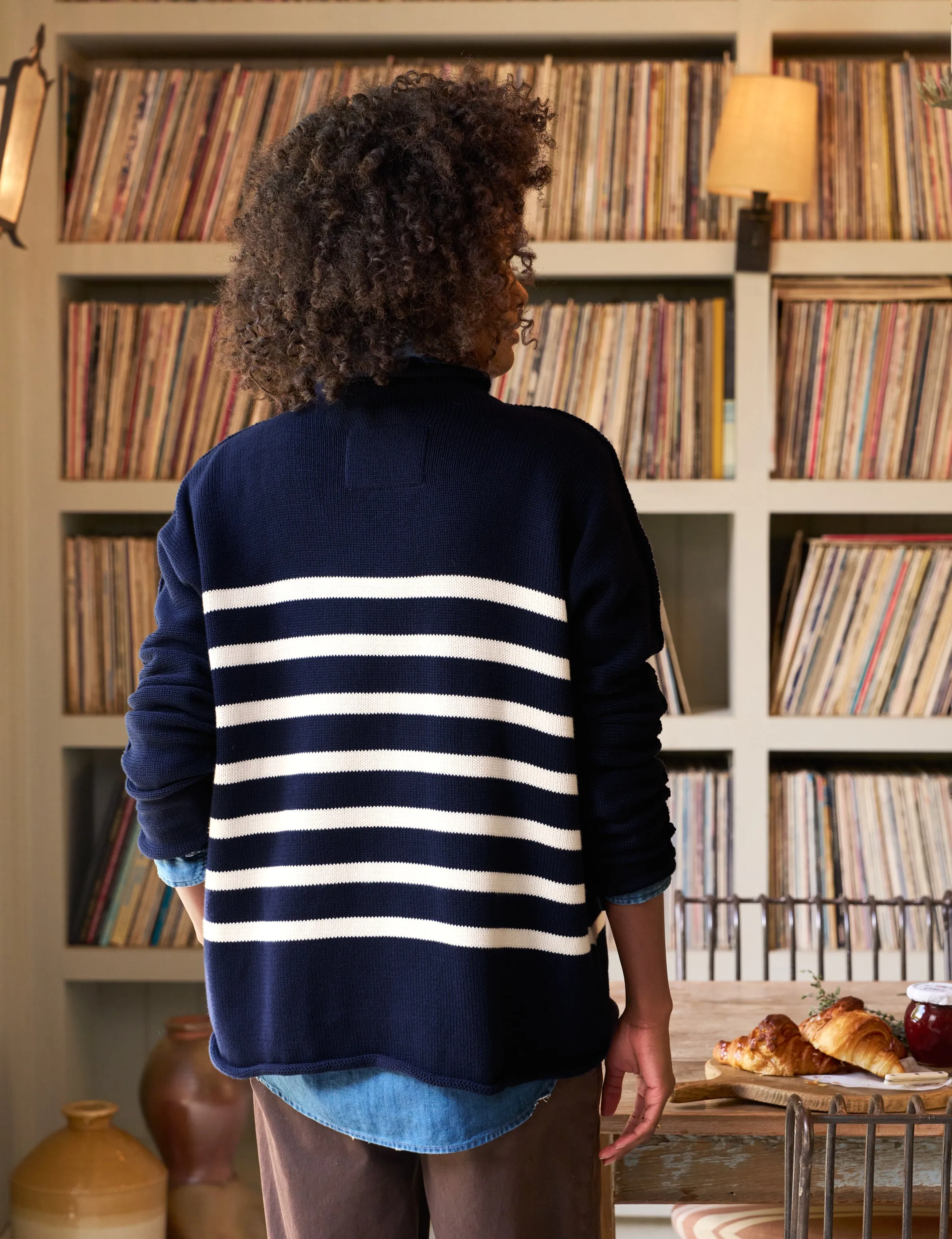 MONTEREY Navy with Cream Stripe, Pure Italian Cotton