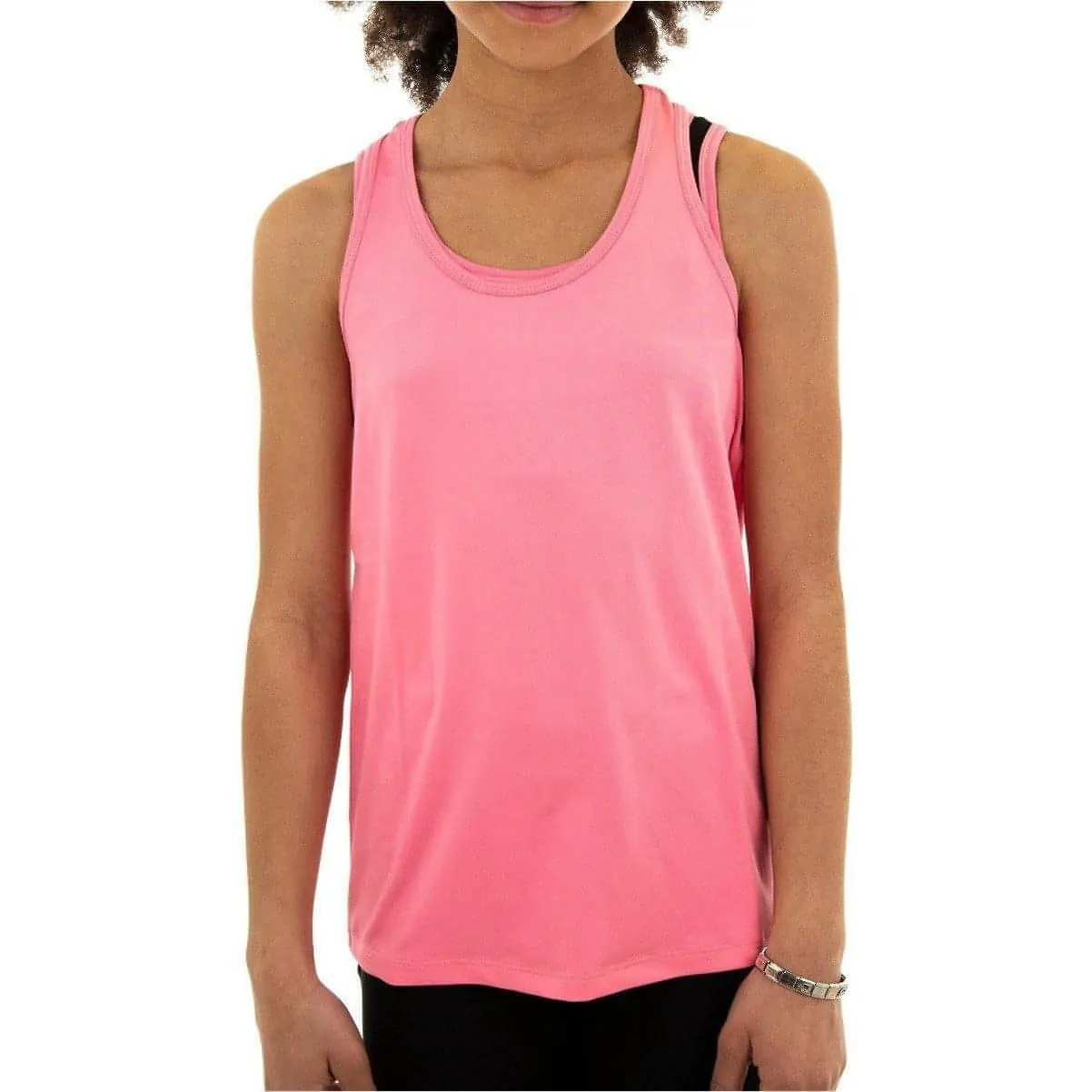 More Mile Racer Back Girls Running Vest - Pink