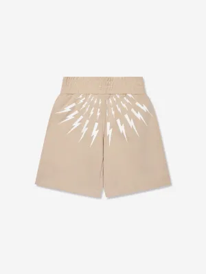 Neil Barrett Boys Thunderbolt Shorts in Beige