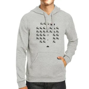 Pixel Game Santa And Rudolph Grey Hoodie