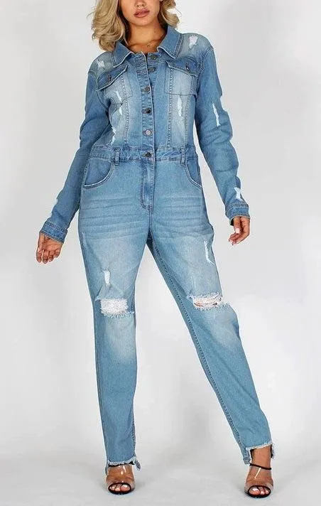 Relaxed Fit Denim Jumpsuit