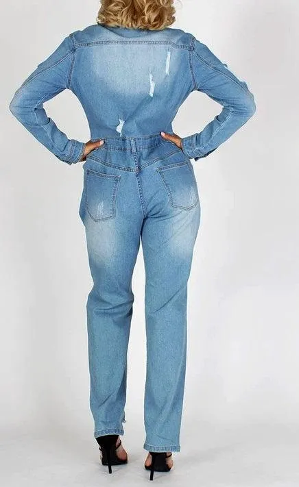 Relaxed Fit Denim Jumpsuit