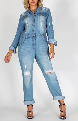 Relaxed Fit Denim Jumpsuit