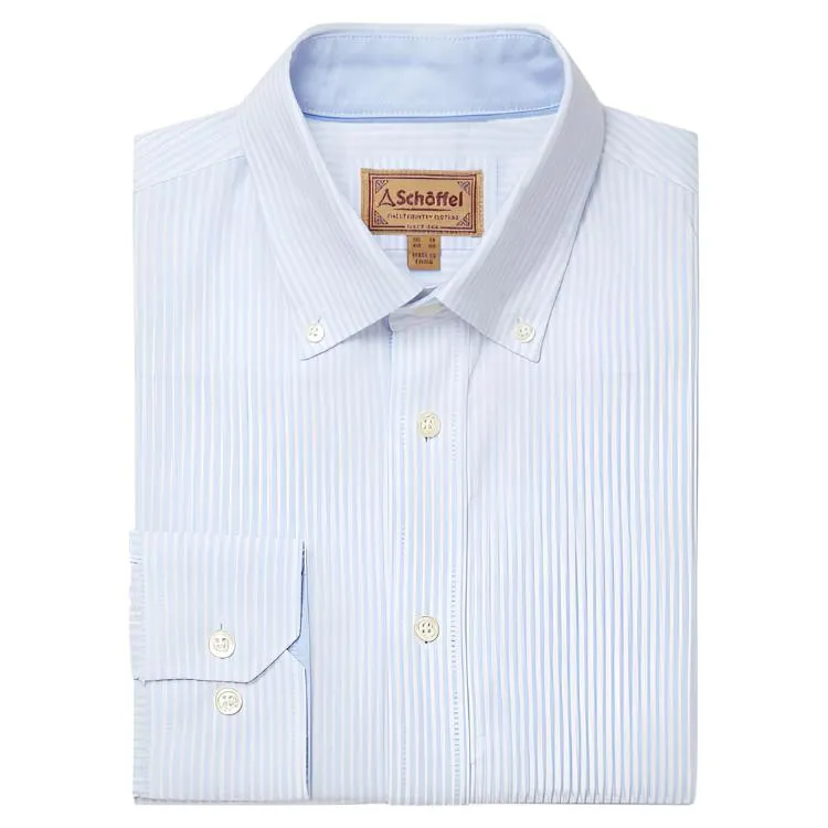 Schoffel Holt Soft Oxford Tailored Shirt - Pale Blue Stripe