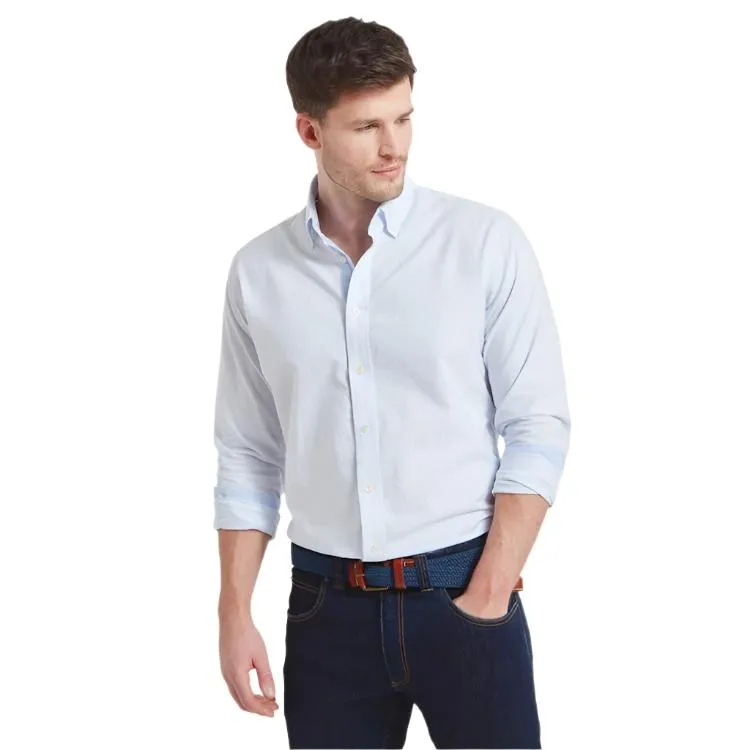 Schoffel Holt Soft Oxford Tailored Shirt - Pale Blue Stripe