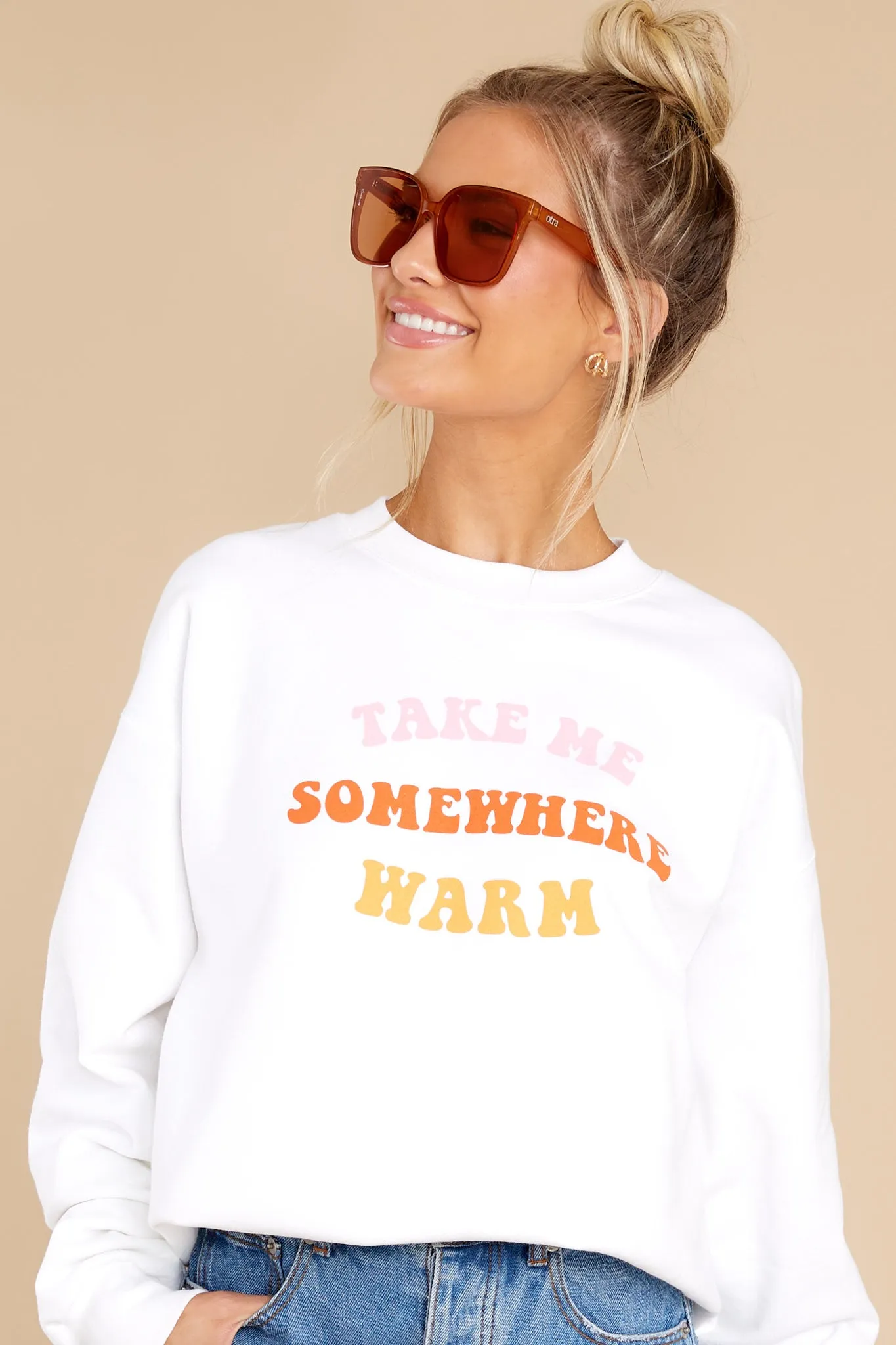 Somewhere Warm White Sweatshirt