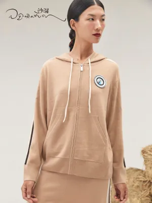 Sporty leisure cashmere hoodie / Wide-leg cashmere