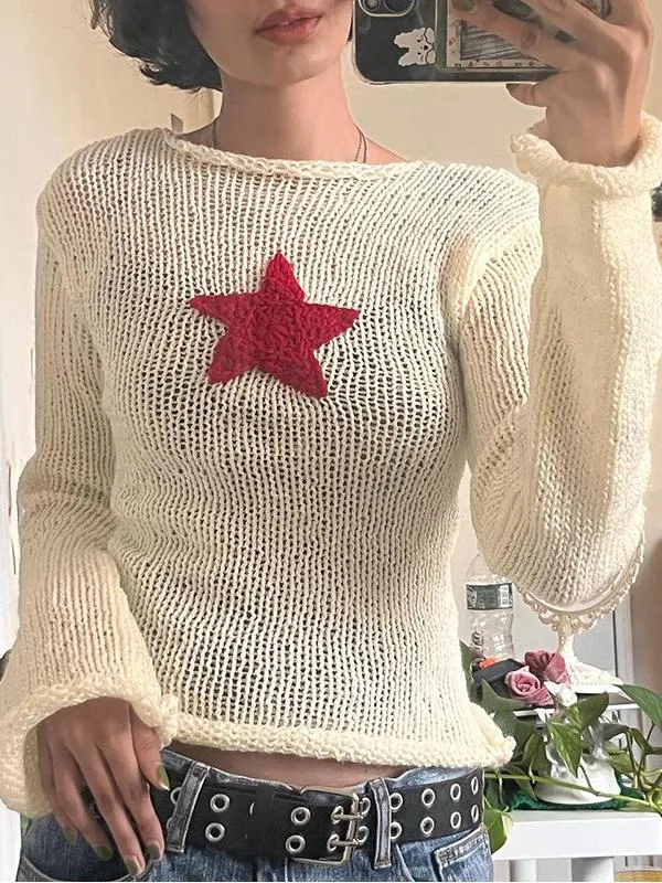 Star Long-sleeved Knite Blouse