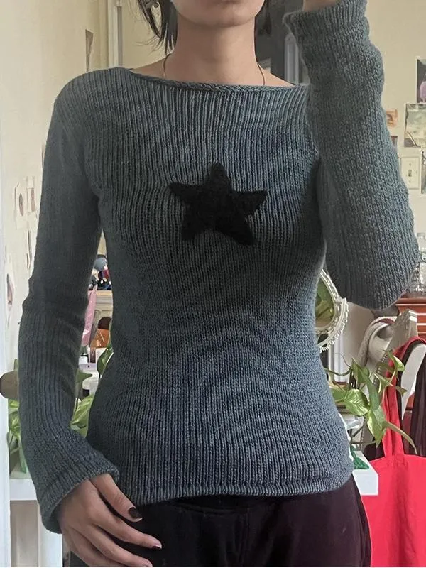 Star Long-sleeved Knite Blouse