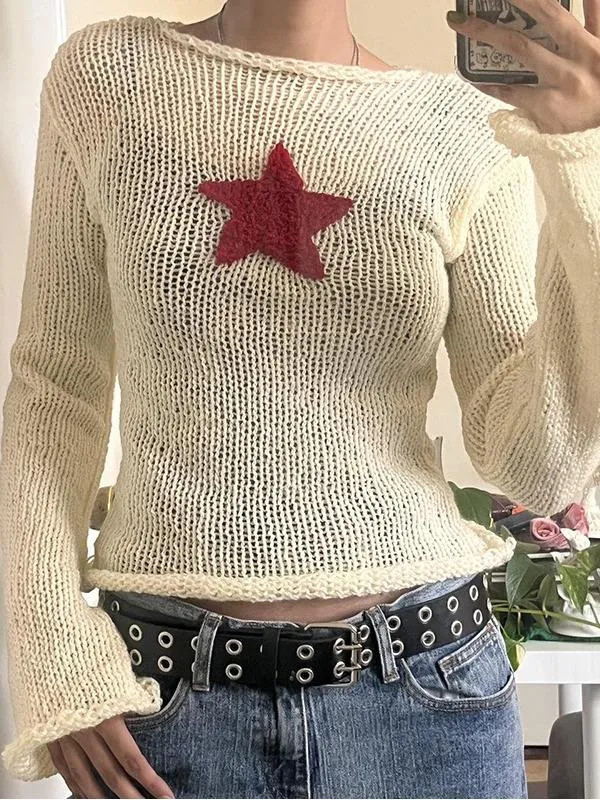 Star Long-sleeved Knite Blouse