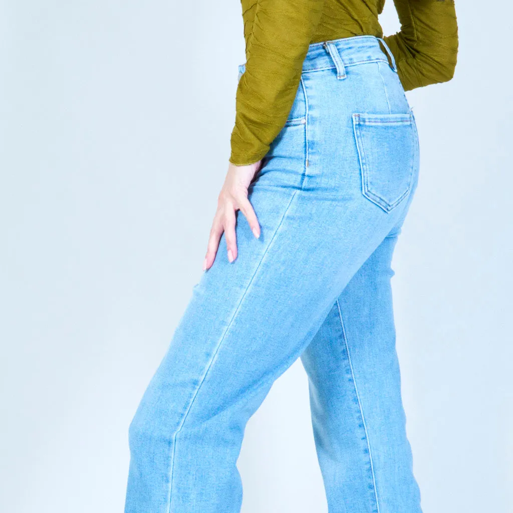 Straight-cut denim pants wholesale