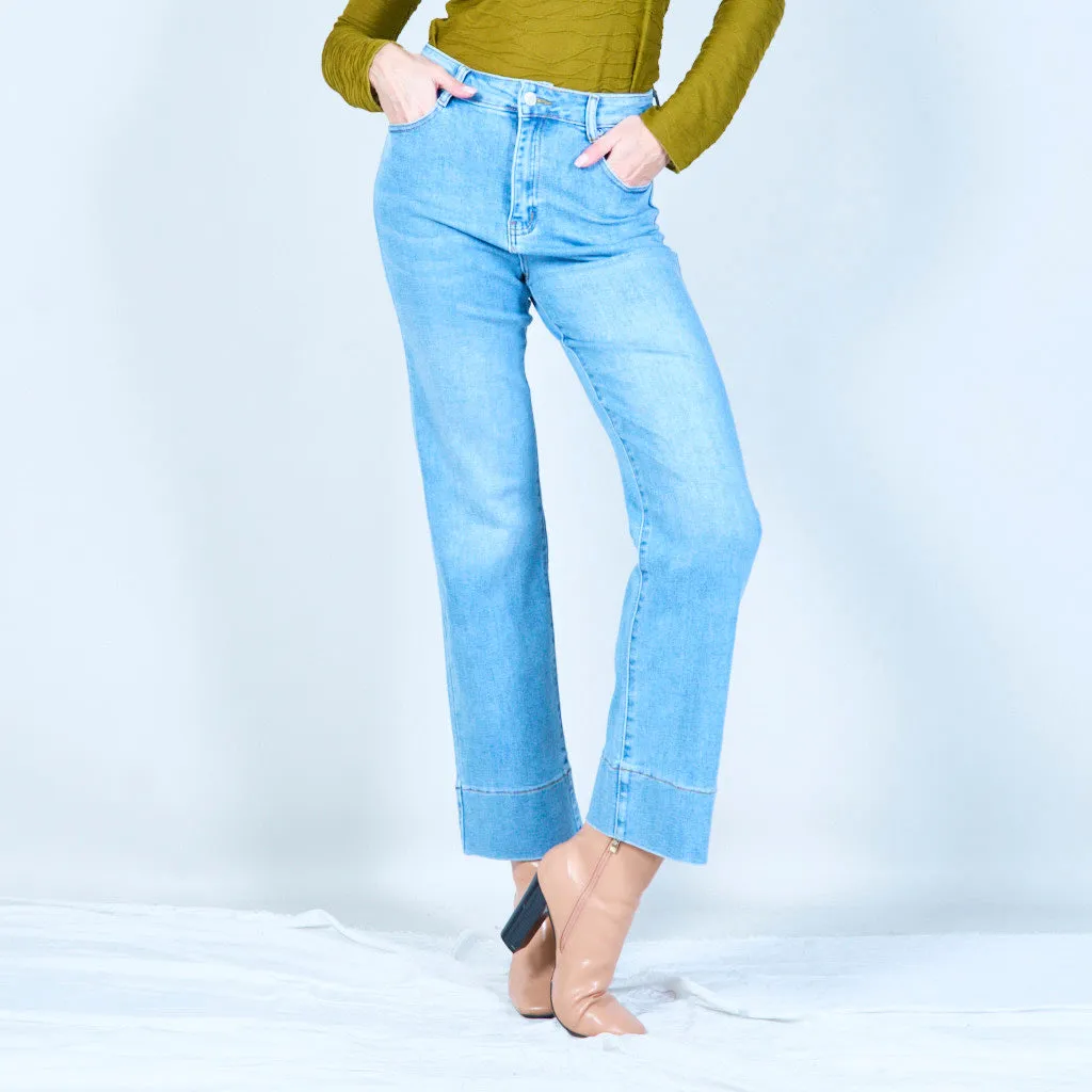 Straight-cut denim pants wholesale