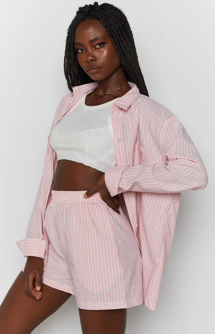 The Sarah Shorts Pink Pinstripe