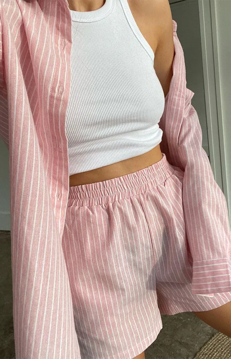 The Sarah Shorts Pink Pinstripe