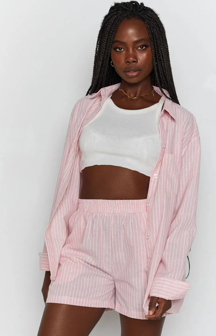 The Sarah Shorts Pink Pinstripe