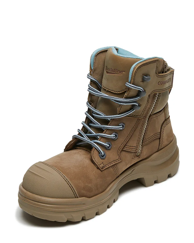 Womens RotoFlex 8863 High Zip Side Safety Boot - Stone