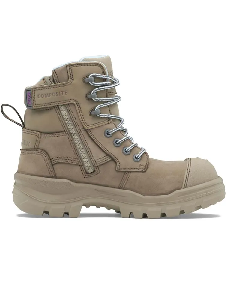 Womens RotoFlex 8863 High Zip Side Safety Boot - Stone